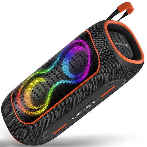 MusiBaby Portable Bluetooth Speakers with Lights, 80W Loud Outdoor Wireless Speaker with Stereo...
