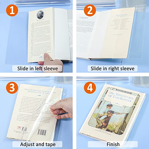 Clear Book Covers 50 Pcs For 8 1/2" Tall Books, Adjustable Book Covers, Protect Against Wear And Tear, Water And Dust, Archival Safe, Adjustable For Book Size: 8 1/2" Tall X Up To 15" Long (50 Pack) #TOP4