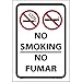 NMC M956AB, Aluminum Sign "No Smoking, No Fumar" (Pack of 20 pcs)