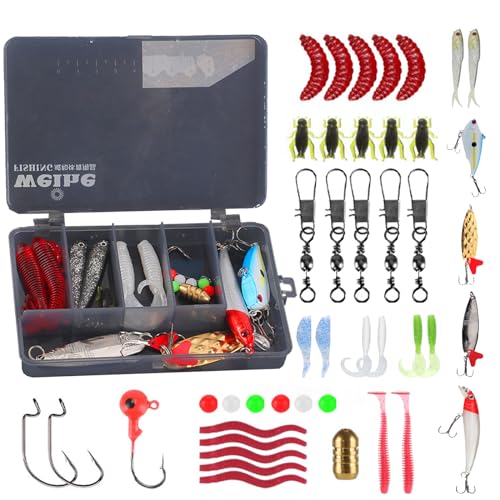 CHSEEO Fishing Lure Kits 45 Pcs Fishing Lure Set Fishing Baits Kit With Fishing Tackle Box Including Spoons Swimbaits Crankbaits Spinnerbaits Artificial Lures for Freshwater Saltwater Fishing