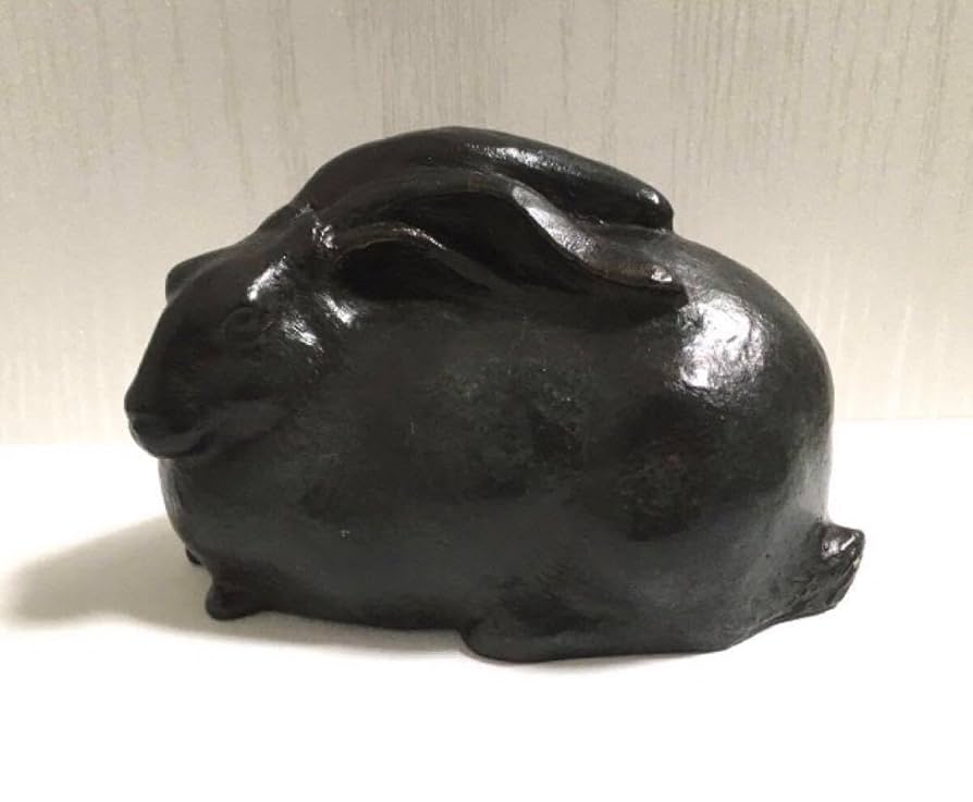 有名彫刻家 分部順治 元日展理事 うさぎ ブロンズ ブロンズ像 順 在銘 有名彫刻家 分部順治 元日展理事 うさぎ ブロンズ ブロンズ像 順 在銘