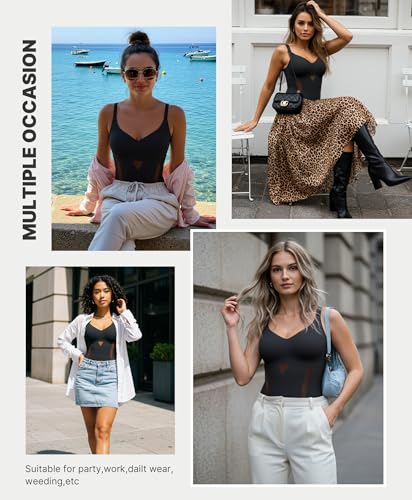 SHAPELLX Shapewear for Women Tummy Control Body Shaper Slimming Bodysuit V Neck Sculpting Snatched Body Suit Butt Lifter4