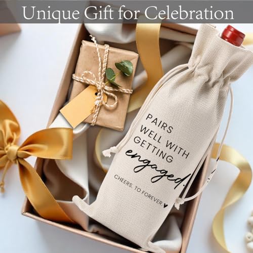 Image of Bride Engagement Gifts for Women Couples Boyfriend Girlfriend Fiance | Future Mrs Newlywed Engaged Wedding Bridal Shower Wedding Party Wine Bag Set with Wine Labeling Supplies
