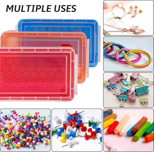 Image of Small Plastic Box, Stackable Mini Storage Bins with Lids|Clear Small Organizer Container|Mini Totes with Lids for Jewelry Beads, Small Crafts Items - 6 Pack