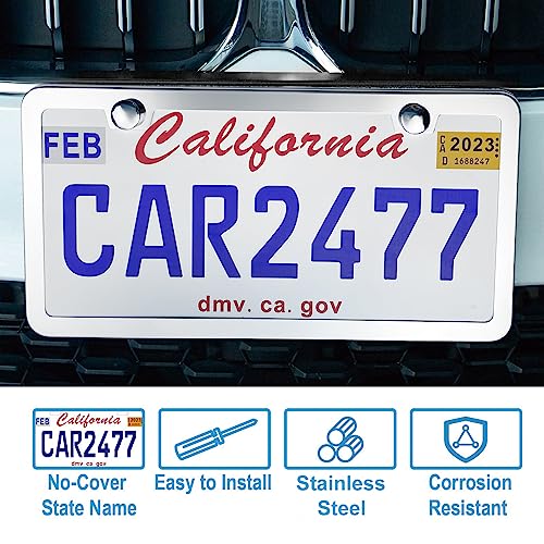 Lengnoyp LICENSEPLATEFRAME001 2-Pack Solid Silver Rust-Proof Car License Plate Frames thumb #1