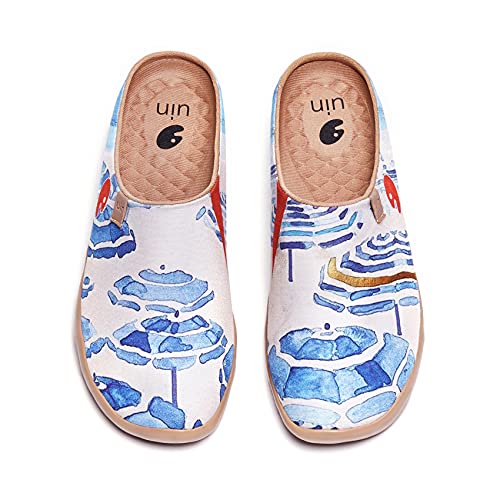 Image of UIN Slipper Woman Travel Art Painted Shoes Wide Toe Casual Home Slip On Mules Malaga