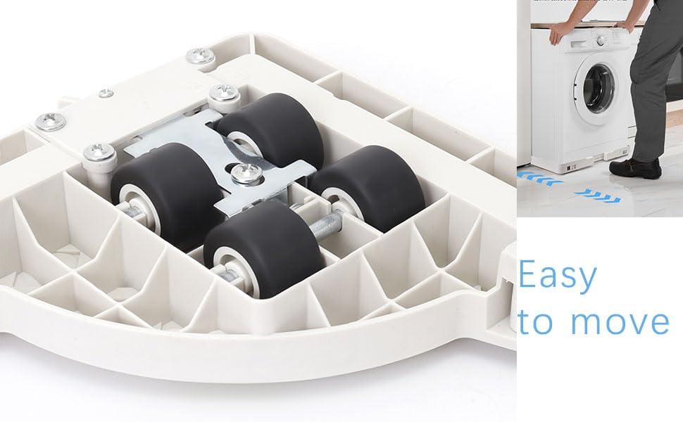 Miniatura 7 de Base de soporte para lavadora, soporte para refrigerador, base de rodillo móvil para lavadora, secadora, refrigerador, pedestal de lavandería (H