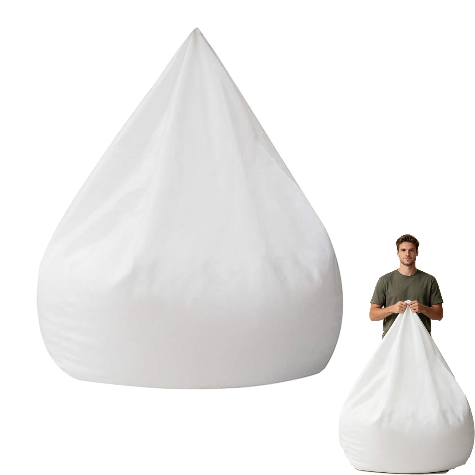 Bean Bag Cover, Large Bean Bag Cover Only, Beanbag Cover for Home Decor, XL Size 100x120 Cm, White Fabric Bean Bag Covers Without Filling