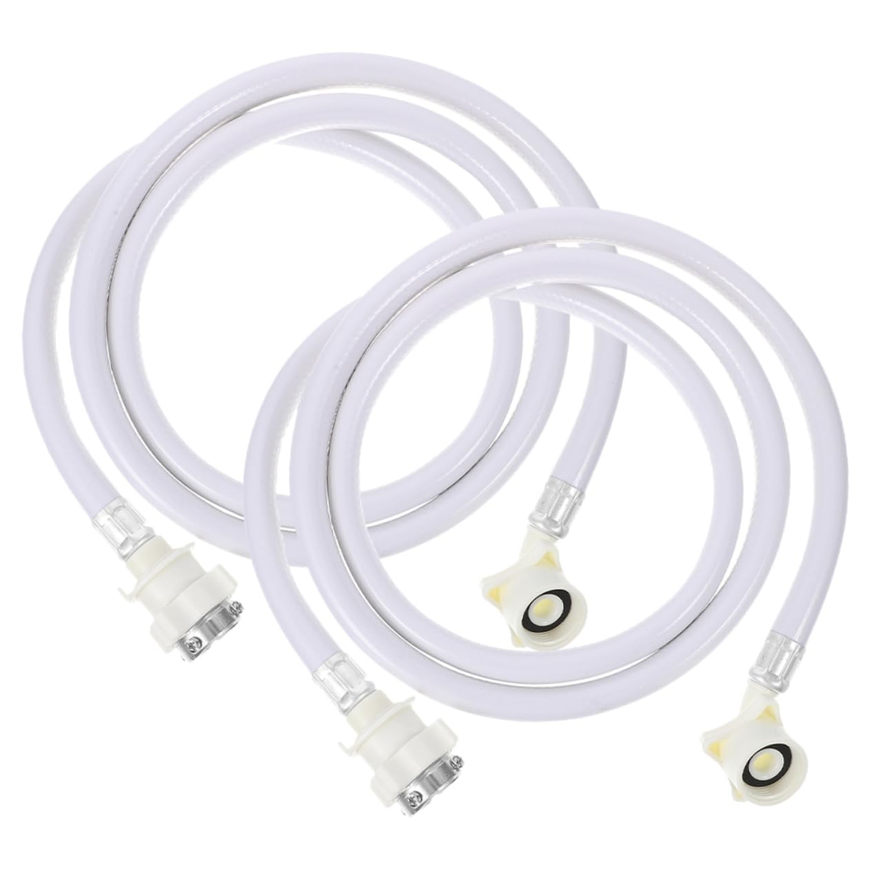 Tubo di Carico per Lavatrice 2 Pezzi, 2m, Flessibile, Giunto a 90°, Pvc e Acciaio Inox, senza Perdite