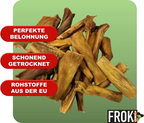 FROKI Premium Rinderkopfhaut für große & kleine Hunde 500g| 100% Rind | 100% Natürlich | Futter-Snack | Hunde-Leckerlis | Kausnack | Zahnpflege | ohne Zusatzstoffe