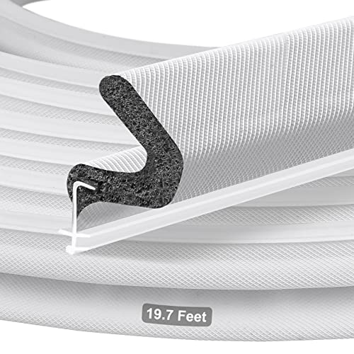 Image of 19.7FT Kerf V‑Shaped Weather Stripping Door Seal, Press‑in Seal for Pre‑Cut Slot Doors, Not Self‑Adhesive, Soundproof Draft Blocker for Exterior Front Doors, Fits Large Gaps, Easy DIY Install (White)