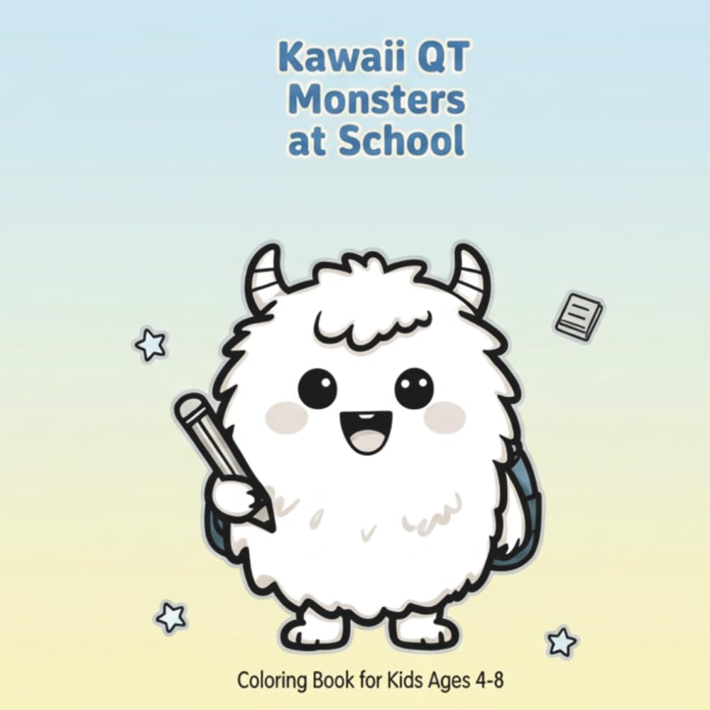 Kawaii QT Monsters school: Cute Kawaii Monsters Coloring Book Vol. 3: School (Baby Monsters Coloring Book Bundle: 5 Monster Adventure Books (Vol 1-5))