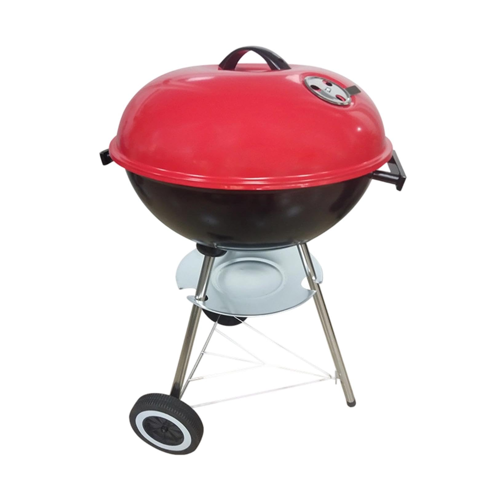 Barbecue Portatile con Ruote, Coperchio, Controllo della Temperatura E Ammortizzatori, Ideale per Esterni E Barche, Rosso