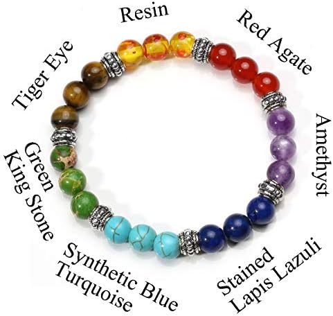 Eigso 7 Chakra Bracelet Set for Women Men Lucky Lava Rock Stone Meditation Beads with Reiki Healing