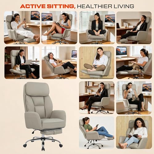 Image of DROGO Emperium Pro Ergonomic Office Chair for Work from Home 400LBS | Computer Chair for Study with High Back,Cushion Seat,Armrest, Head & Lumbar Support | Gaming Chair with Footrest & Recline(Beige)