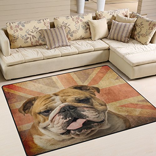 Use7 Tapis vintage motif bouledogue anglais Union Jack 203 x 147,3 cm