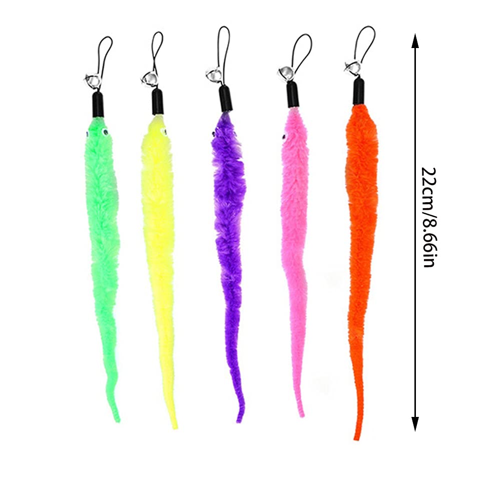 KuuGuu 24 PCS Cat Worm Toy Refills Cat Wand Toy Replacement Interactive Wand Accessories Feather Worm Teaser Refills Attachment