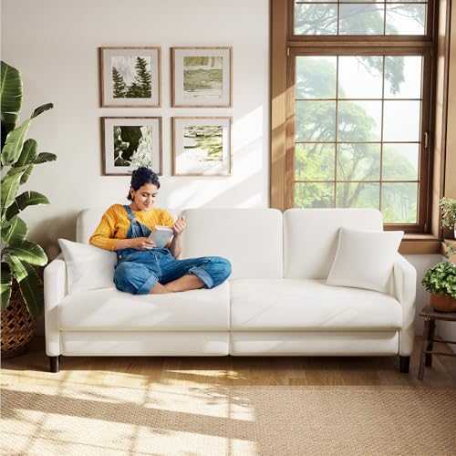 Welzona 3 Seater Sofas, 211CM Sofa 3 Seater, Teddy Fleece Lovesea...