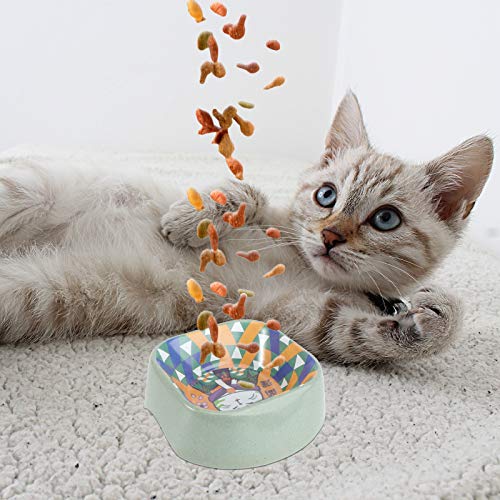 Tigela de fibra de bambu para animais de estimação e tigela de comida para cães (estilo de cor aleat