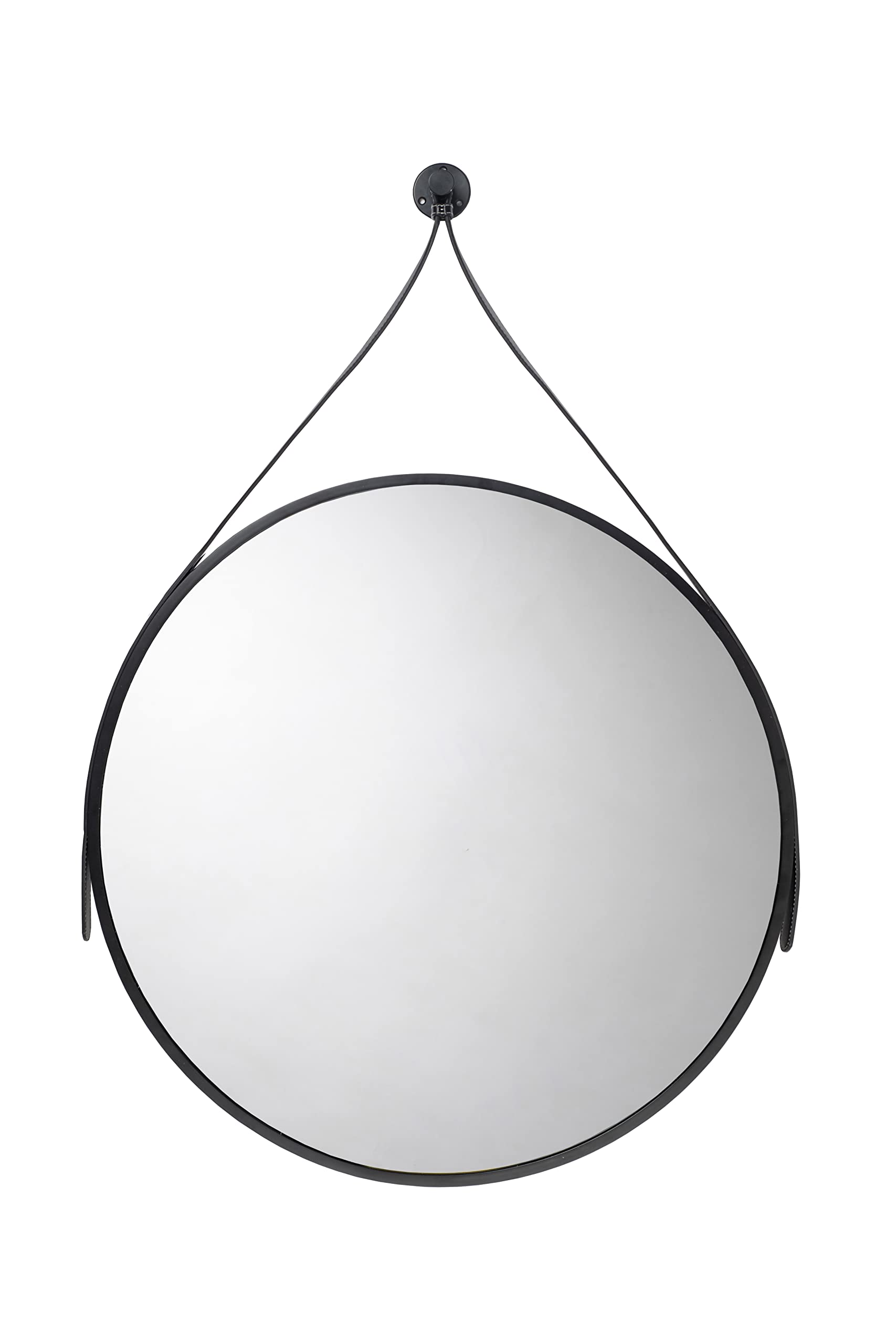 B&Q -  Matt Black Round Wall-Mounted Any Room Mirror (H)86.5Cm (W)60Cm