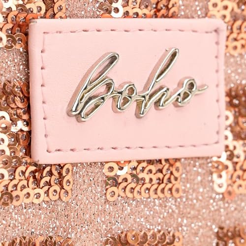 Image of Boho Girl Sequin Clutch Bag for Women - Glitter Evening Bag Purse - Sparkly Geometric Party Handbag - Prom, Wedding, Cocktail, Formal Shoulder or Crossbody Bag with Chain Strap
