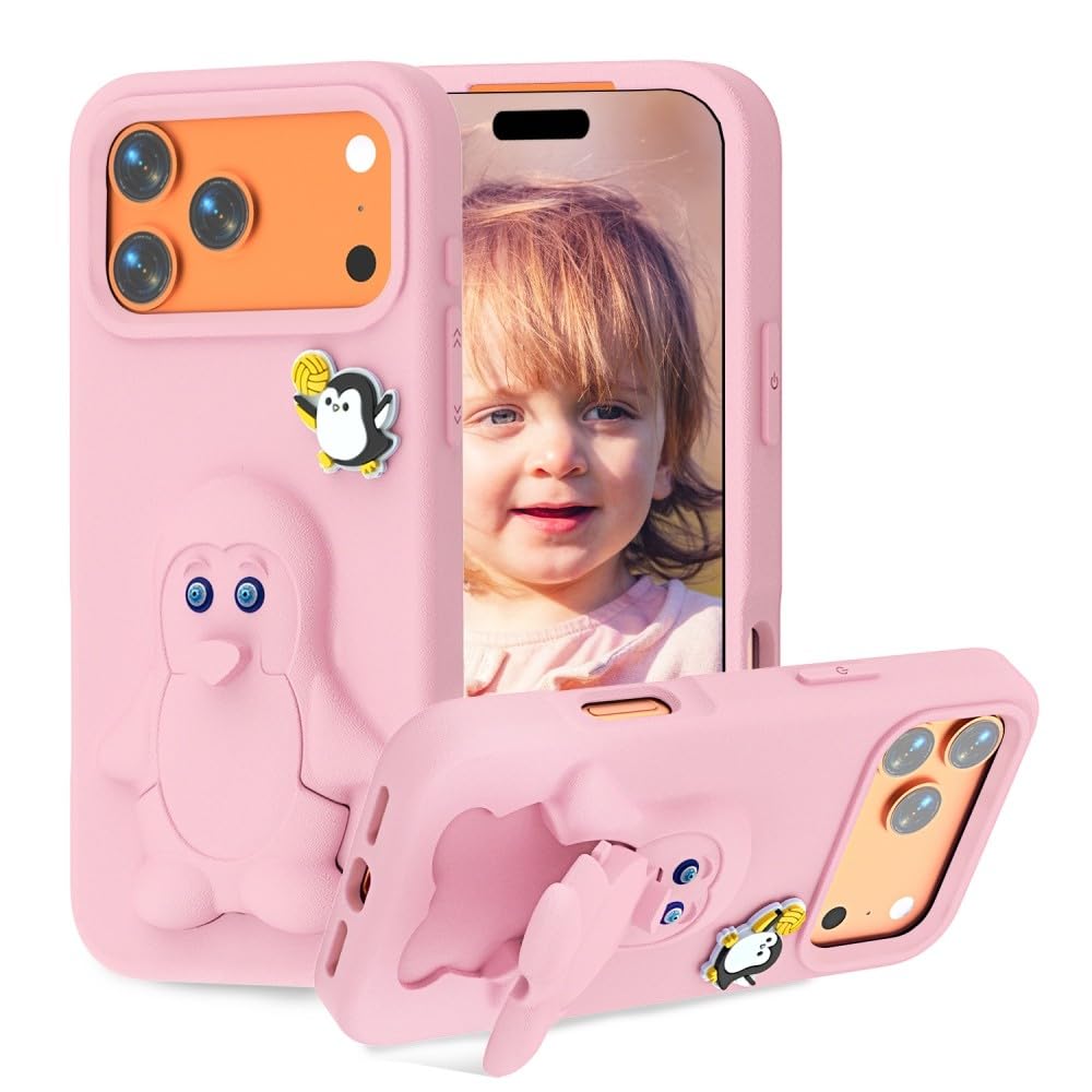 Coque rigide iPhone 17 Pro silicone antichoc rose avec support - 8