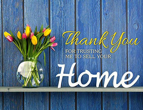 Image of Mediz Notecards for Real Estate Agents - Pack of 25 Note Cards and Envelopes Designed Especially for Real Estate Agents (Thank You - Trust)
