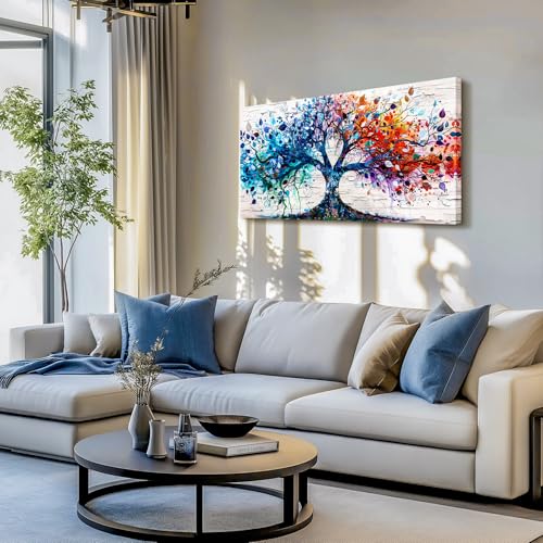 SERIMINO Tree of Life Large Wall Art Prints, Spiritual Tree Office Decor Paintings, Plant Abstract Canvas Art Wall Decor, Colorful Aesthetic House Decorations Living Room Bedroom Wall Pictures 24"X48"