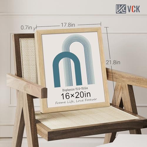 Image of VCK 16x20 Frames 3 Pack, Natural Poster Frame MDF Wood with Polished Plexiglass, Wall Mounting Horizontal & Vertical Display