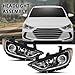 G-PLUS Headlight Assembly Compatible with Elantra 2017 2018 (Not Fit GT Models) Headlamps, HY2502206, HY2503206 Left & Right side Clear Lens Black Housing Amber Reflector