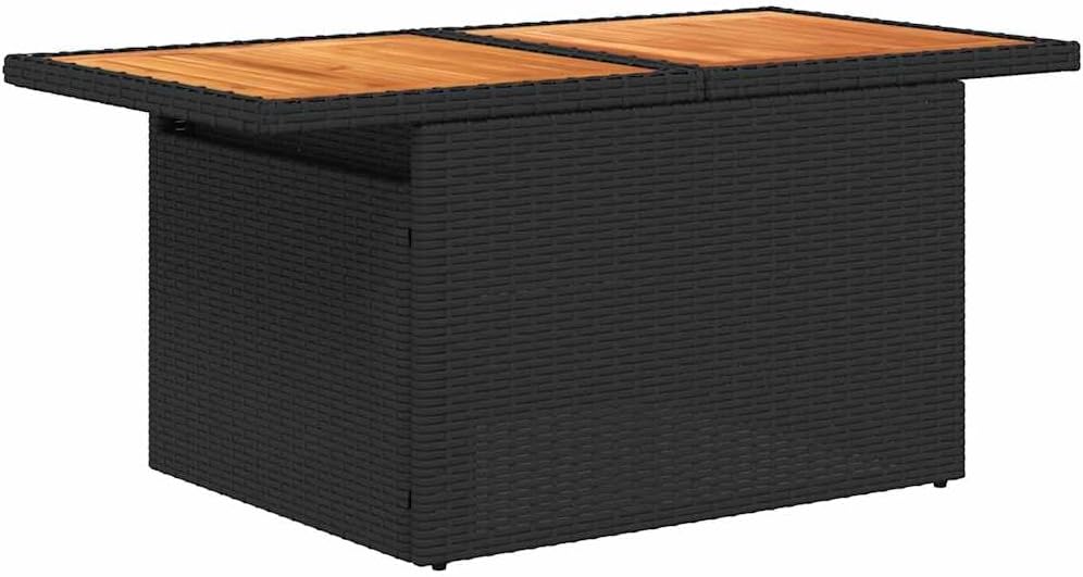 11-tig Patio Sofa Set Black Poly Rattan Cushions Comfortable Inviting for Backyard Terrace