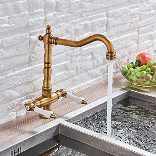 Mitigeur de cuisine noir en laiton antique robinet évier rétro