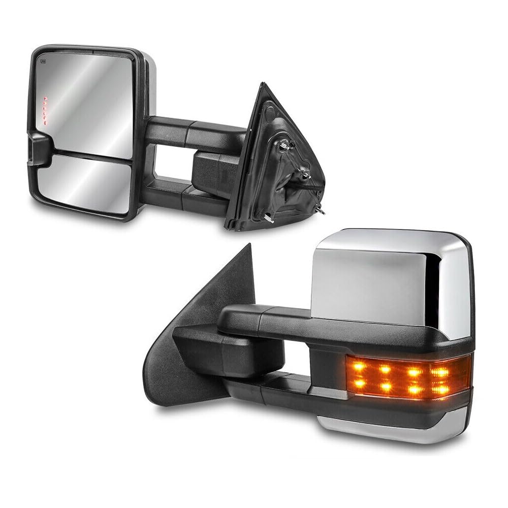 Amazon.com: INGKTMFT Pair Power Heated Fold Tow Mirror Chrome  
