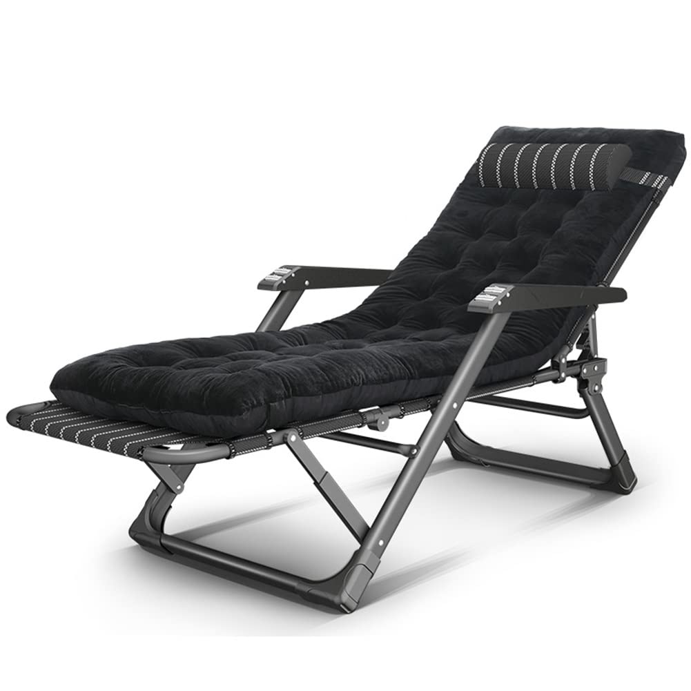 Chaise Longue Pliante inclinable et portable en acier et siège rembourré