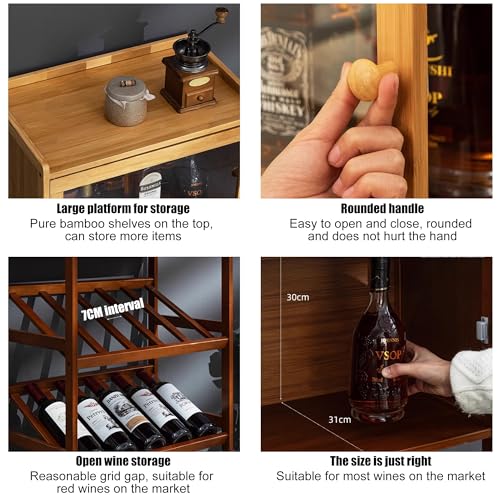 Soporte para botellas de vino independiente de bambú 3 niveles miniatura 6