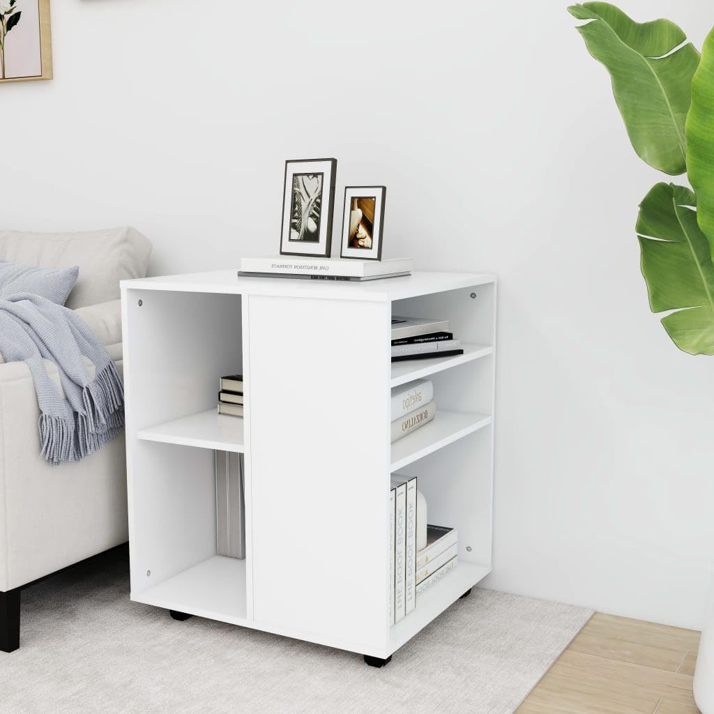 Contenedor con ruedas blanco 60 x 53 x 72 cm, material de madera, armario multiusos con 4 ruedas para oficina, hogar, oficina, sótano, cocina, taller