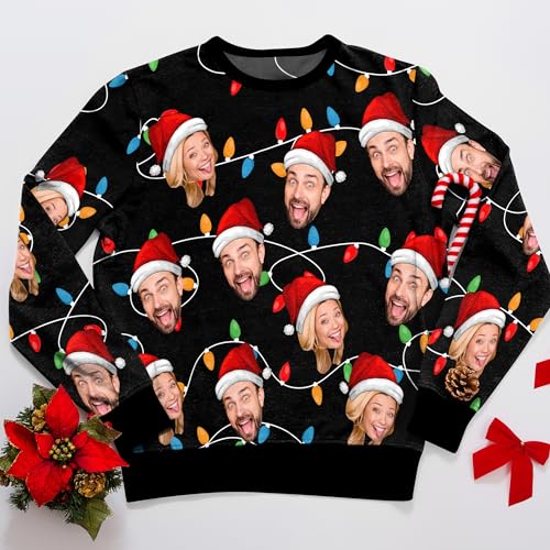 Custom Ugly Christmas Sweatshirt with Face Personalized All Over Print Christmas Sweater for Men Women Xmas Gift3