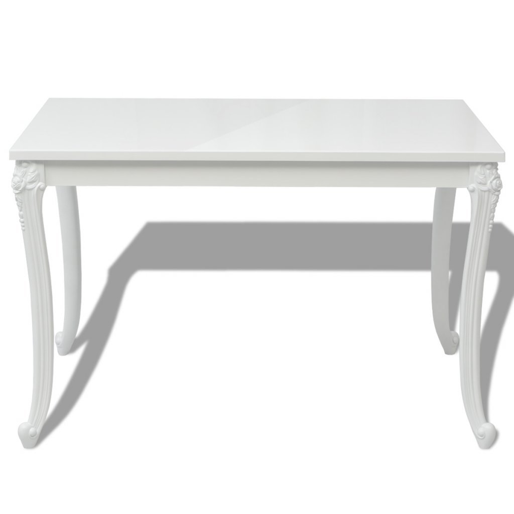 Festnight Mesa de Comedor Blanco Brillante 120 x 70 x 76 cm