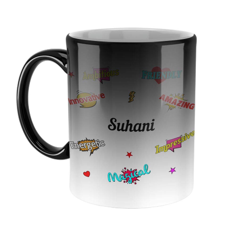 Furnishfantasy Ceramic Coffee Mug - Happy Birthday Gift, Gift for Kids, Return Gift - Color Changing Magic Mug, Name - Suhani