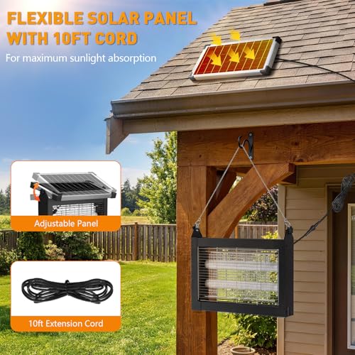 Solar Bug Zapper Outdoor, 4500V Solar Mosquito Zapper for Outdoor & Indoor, 1/2 Acre Coverage Cordless Rechargeable Electric Fly Zapper, IPX5 Waterproof Mosquito Traps for Backyard, Patio, Camping - image 8