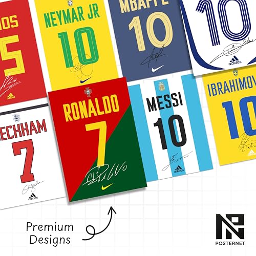 Image of Posternet Football Player Inspired Poster Set of 10 | A4 Size (8.3x11.7 Inch) | Premium 300 GSM Wall Posters for Room Decor | Sports Theme Wall Art for Bedroom, Office & Gaming Setup