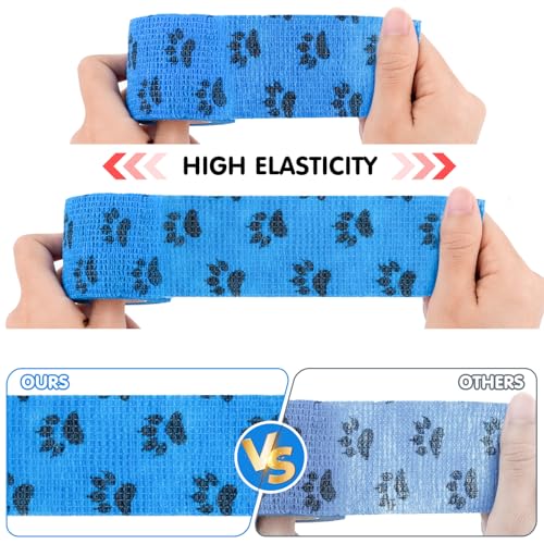 WuGU 12 Rollen Selbstklebender Verband, Selbsthaftende Bandage Tierverband Selbstklebend Hund Vet Wrap Pet, aftbandage Selbstklebend für Finger Handgelenk,Knie und Schwellungen(12 Farben 5 cm x 4,5 m)