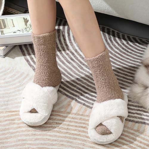 Clothirily Fuzzy Socks for Women, Cozy Fluffy Slipper Socks Gifts for Women - image 2