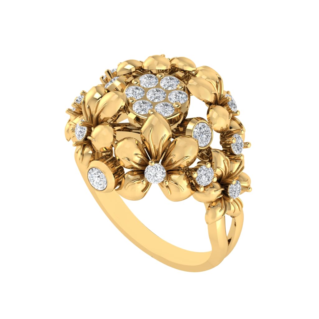 Gold Plated Pure 925 Sterling Silver Floral Ring | Diamond Ring for Women and Girls | Model RSY00369-picture-25