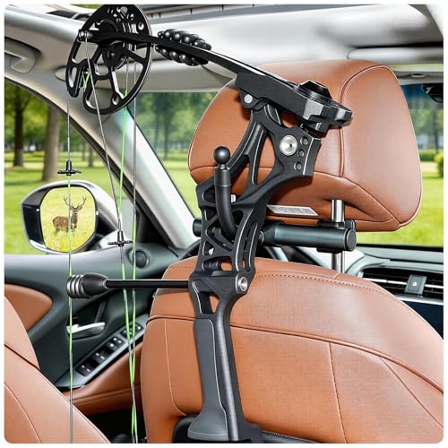A2C Bow Hanger for Truck Aluminum Headrest Bow Hanger Set with 6.5 Foldable Arm to Hold & Protect Bow Truck Bow Holder Holds Recurve/Compound Bows & Hunting Gear fits Truck/SUV/Car