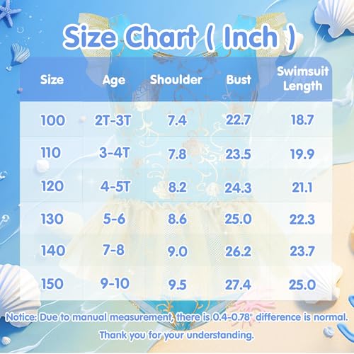 Image of Girls One Piece Swimsuit Colorful Mermaid Bathing Suits Cute Kids Princess Beach Swimwear 2-10 Years