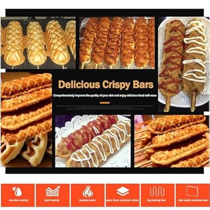 ZOLPINL Kommerzielles 5-teiliges Hot-Dog-Waffeleisen in Maisform, elektrisches Waffeleisen, Waffeleisenmaschine, Backmaschine für Restaurants, Hot-Dog-Waffeleisen, Antihaft-Pfanne, 50–200 – Bild 7