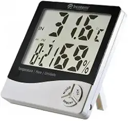 TERMO HIGROMETRO DIGITAL COM MAXIMA E MINIMA MEDIDOR DE TEMPERATURA E UMIDADE COM RELOGIO E ALARME INCOTERM