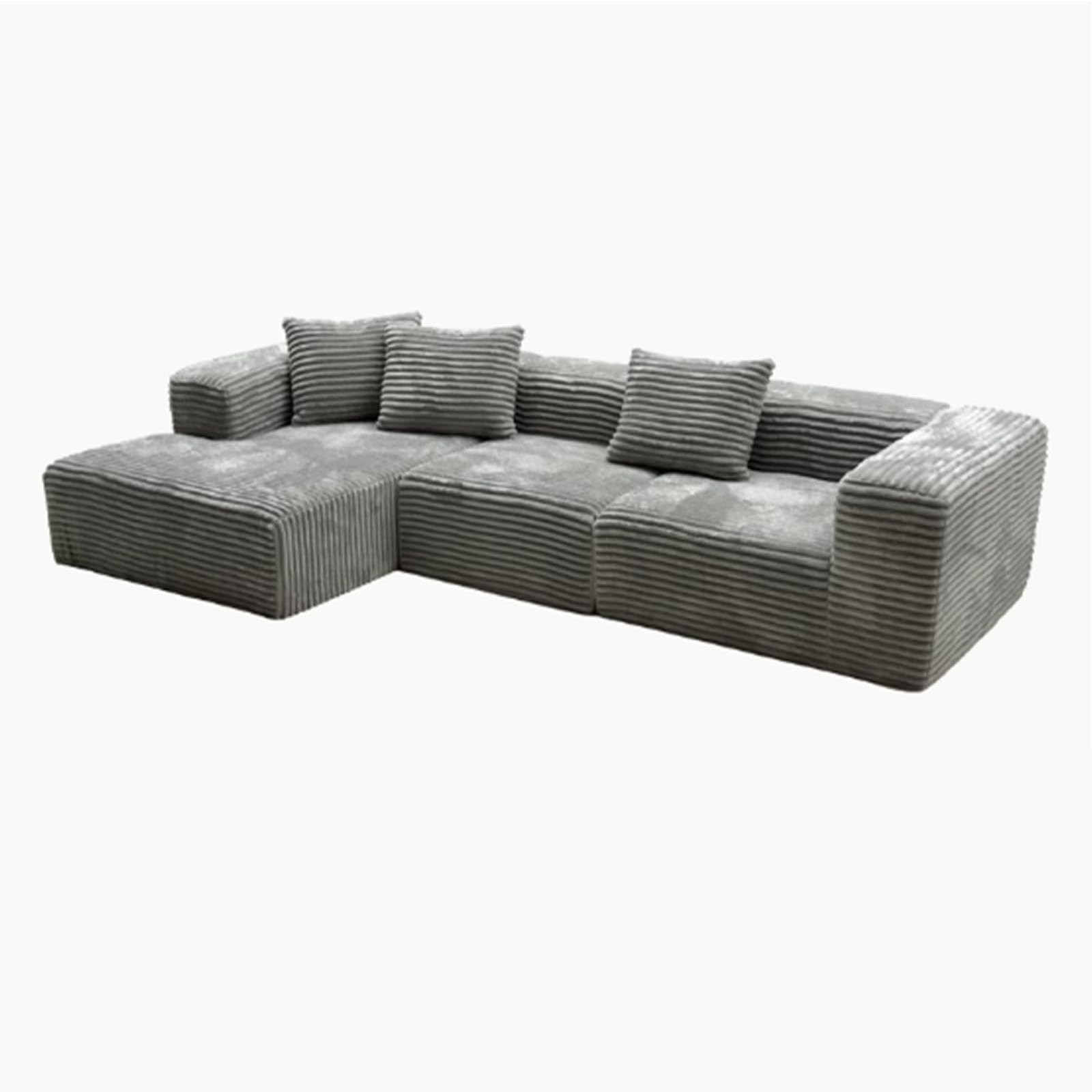 L-Shape Modular Sectional Sofa Couch,Cloud Sectional Couch With Comfy Chaise,Plush Corduroy Fabric,Free Combination Sofa,for Living Room Bedroom grey2-300x160x60cm