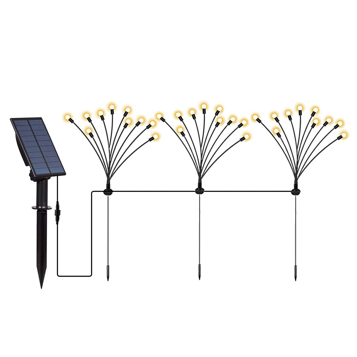 6 x 3 palniki solarne z diodami słonecznymi LED, ciepła biel LYRA FAMILY X3 H70 cm
